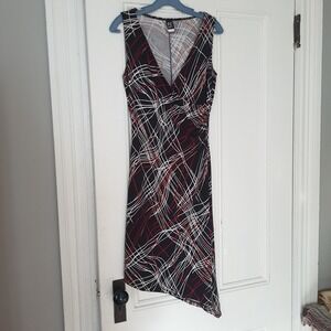 Vintage 90s PS PerSeption S/M Asymmetrical Abstract Pattern Stretchy Midi Dress